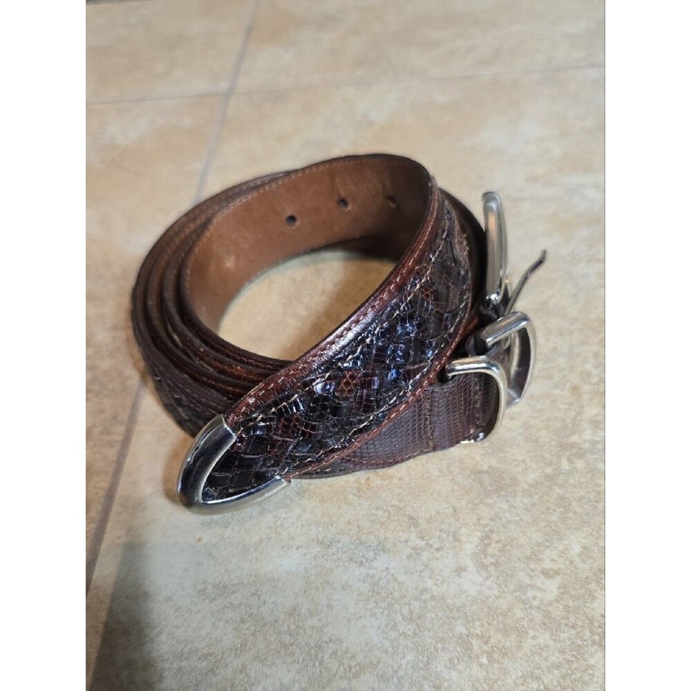 Jos. A. Bank Brown Ringmark Lizard Belt with Silver Buckle 48 - Picture 2 of 6